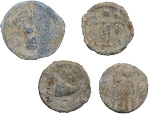 reverse: Leads from Ancient World.. Lot of four (4) unclassified leaden tesserae