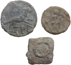 reverse: Leads from Ancient World.. Lot of three (3) unclassified leaden tesserae