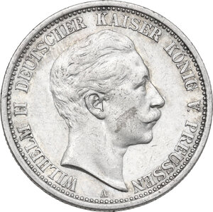 obverse: Germany.  Wilhelm II (1888-1918). AR 2 Mark, Berlin mint, 1907A