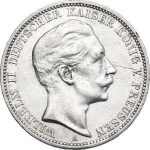 obverse: Germany.  Wilhelm II (1888-1918).. AR 3 Mark, Berlin mint, 1910A