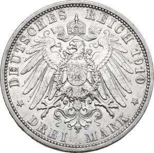 reverse: Germany.  Wilhelm II (1888-1918).. AR 3 Mark, Berlin mint, 1910A
