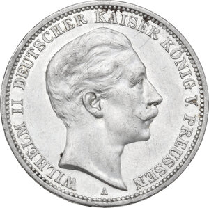 obverse: Germany.  Wilhelm II (1888-1918).. AR 3 Mark, Berlin mint, 1912A