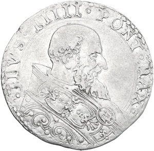 obverse: Italy .  Pio V (1566-1572), Antonio Michele Ghislieri. AR Bianco, Bologna mint