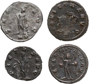 reverse: The Roman Empire.. Lot of four (4) Antoninianii of Gallienus