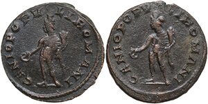 reverse: The Roman Empire.. Lot of two (2) bronze Follis, including: Maximianus and Diocletianus