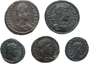 obverse: The Roman Empire.. Lot of five (5) bronze coins of the Constantinian dynasty
