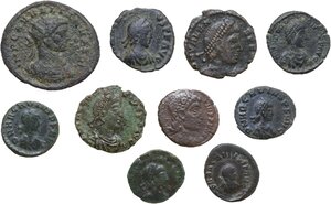 obverse: The Roman Empire.. Lot of ten (10) bronze coins from the 3rd to the early 5th century AD