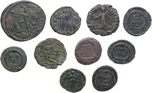 reverse: The Roman Empire.. Lot of ten (10) bronze coins from the 3rd to the early 5th century AD