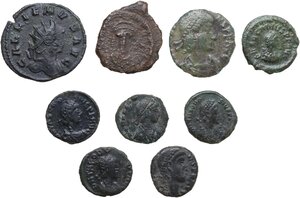 obverse: The Roman Empire.. Lot of nine (9) bronze coins from the 3rd to the 6th century AD