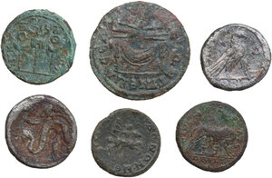 reverse: Roman province.. Lot of six (6) unclassified bronze Roman Provincial coins