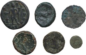 reverse: Ancient World.. Miscellanea. Lot of six (6) bronze coins from the Greek World to the Late Roman Empire
