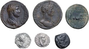 obverse: Lot of six (6) unclassified silver and bronze coins, including possible modern forgeries