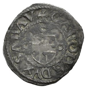 obverse: Savoia. Carlo II (1504-1553). Forte o Patacco IV tipo. D/scudo sabaudo tra tre anellini. R/grande K tra due anellini. Mi (1,12 g). MIR 425. R4. qBB