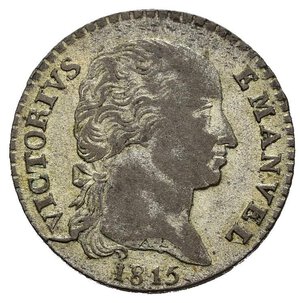 obverse: Regno di Sardegna. Vittorio Emanuele I (1802-1821). Torino. 2,6 soldi 1815. Mi. Gig. 6. rara. Ottima argentatura. qSPL
