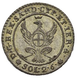 reverse: Regno di Sardegna. Vittorio Emanuele I (1802-1821). Torino. 2,6 soldi 1815. Mi. Gig. 6. rara. Ottima argentatura. qSPL
