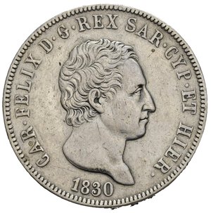 reverse: Regno di Sardegna. Carlo Felice (1821-1831). 5 lire 1830 Torino (P). Ag. Gig. 53. BB