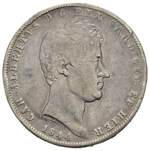obverse: REGNO DI SARDEGNA. Carlo Alberto (1831-1849).  5 lire 1844 Torino. Gig. 80. BB