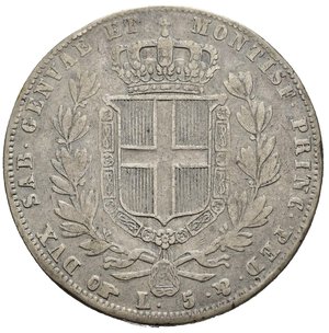 reverse: REGNO DI SARDEGNA. Carlo Alberto (1831-1849).  5 lire 1844 Torino. Gig. 80. BB