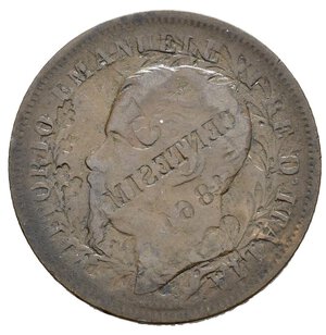 obverse: Regno d Italia. Vittorio Emanuele II (1861-1878). 5 centesimi 1861 N (Napoli). R/ribattuto sul D/ (artefatto ?). Cu (4,85 g). MB