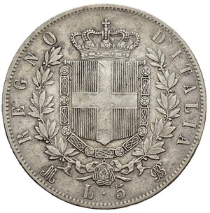 reverse: Regno d Italia. Vittorio Emanuele II (1861-1878). 5 lire 1869 M. Milano. Ag. Gig. 39. BB