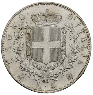reverse: Regno d Italia. Vittorio Emanuele II (1861-1878). 5 lire 1872 M. Milano. Ag. Gig. 44. qFDC