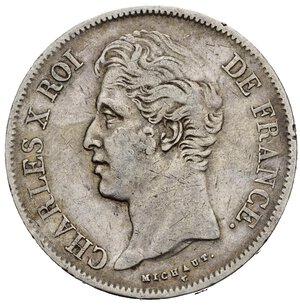 obverse: FRANCIA. Charles X (1824-1830). 5 Francs 1828 W (Lille). Gad. 644. BB