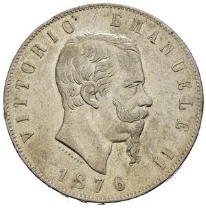 obverse: Regno d Italia. Vittorio Emanuele II (1861-1878). 5 lire 1876 R. Roma. Ag. Gig. 51. qSPL