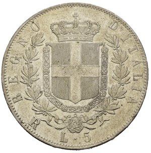 reverse: Regno d Italia. Vittorio Emanuele II (1861-1878). 5 lire 1876 R. Roma. Ag. Gig. 51. qSPL