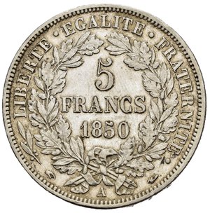 reverse: FRANCIA. Seconda Repubblica (1848-1852). 5 Francs Cérès 1850 A (Parigi). Ag. Gad. 719. qSPL