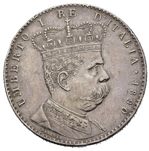 obverse: Regno d Italia. Umberto I (1878-1900). Colonia Eritrea. 2 Lire 1890. Ag. Roma. Gig. 3. NC. Lieve colpetto al bordo. qSPL