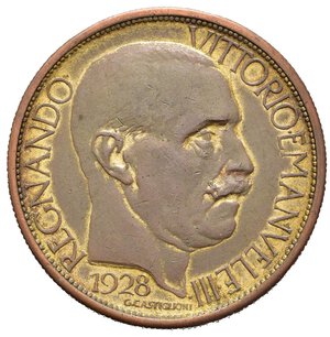 obverse: Regno d Italia. Vittorio Emanuele III (1900-1943). Esposizione di Milano 1928. Buono da 2 lire. Cu dorato. Gigante 1. BB