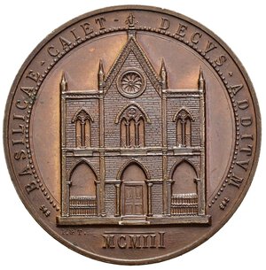 reverse: Medaglie Italiane - Gaeta. Medaglia coniata, realizzata nel 1903 per ricordare il rifacimento della facciata della Cattedrale di Sant Erasmo. AE (20,19 g - 37,40 mm). SPL