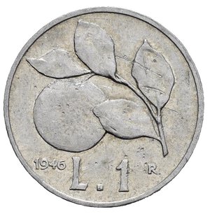 reverse: ITALIA. Repubblica Italiana. Monetazione in lire (1946-2001). 1 Lira 1946. Gig. 361. Rara. qBB