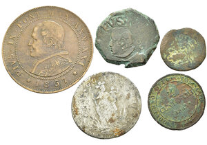 obverse: Zecche Italiane. Lotto di 5 monete da catalogare (Roma, Napoli, Parma, Savoia). MB