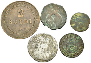 reverse: Zecche Italiane. Lotto di 5 monete da catalogare (Roma, Napoli, Parma, Savoia). MB