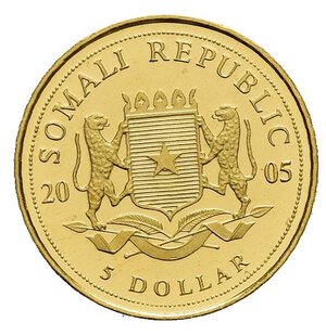 obverse: SOMALIA. 5 Dollari 2008 Giovanni Paolo II. Au (1,23 g). Proof