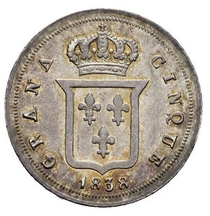 reverse: NAPOLI. Ferdinando II di Borbone (1830-1859). 5 grana 1838. Ag. Magliocca 657. qFDC