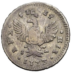 reverse: PALERMO. Regno di Sicilia. Carlo III (1720-1734). 2 Tarì 1733. Ag (4,81 g). MIR 534/2; Sp.63. BB