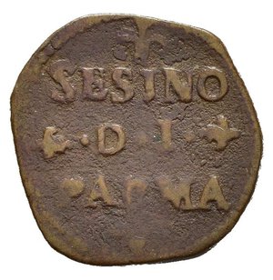 reverse: PARMA. Ranuccio II Farnese (1646-1694). Sesino. Cu. MIR 1046. MB