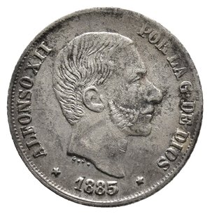 reverse: FILIPPINE - Alfonso XII - 50 Centimos de Piso argento 1885