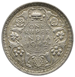 obverse: INDIA - George VI - 1 Rupia argento 1942