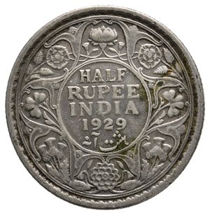 obverse: INDIA - George V - 1/2 Rupia argento 1929