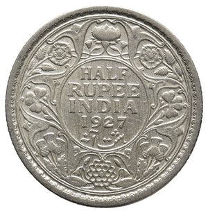 obverse: INDIA - George V - 1/2 Rupia argento 1927