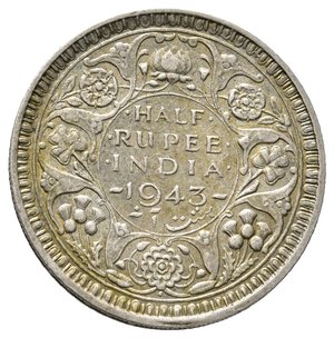 obverse: INDIA - George VI - 1/2 Rupia argento 1943