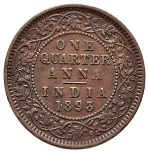 obverse: INDIA - Victoria Queen - Quarter Anna 1893