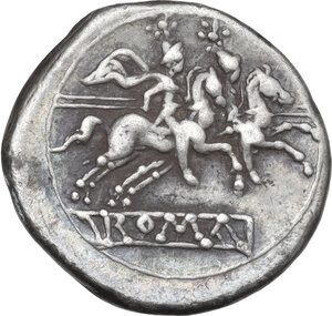 reverse: Anonymous. AR Quinarius, uncertain Campanian mint (Castra?), 215 BC