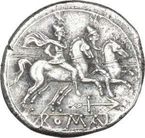 reverse: Anchor first series.  AR Denarius, uncertain Campanian mint, 211 BC