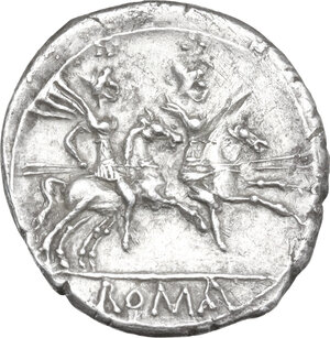reverse: Anonymous. AR Denarius, uncertain Spanish mint, 209 BC