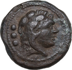 obverse: ROMA in monogram series.. AE Quadrans. Uncertain mint in Southeast Italy, 211-210 BC