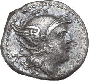 obverse: Staff and club series. AR Denarius, uncertain Spanish mint (Tarraco?), 213 BC